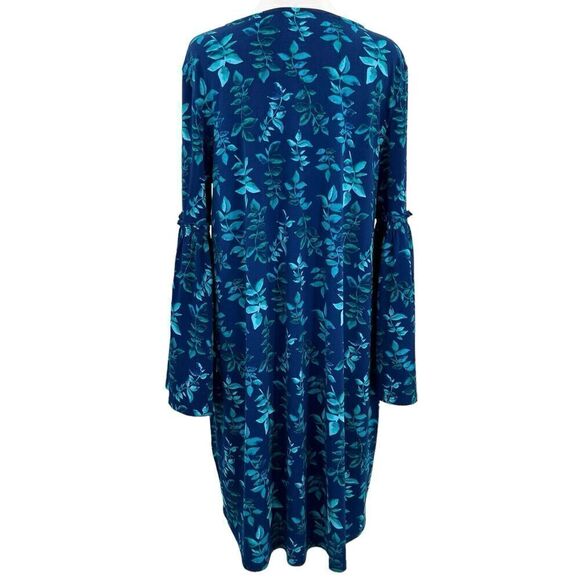 Pip & Vine Bell Sleeve Blue Floral Tunic Dress Maternity Size L - Picture 3 of 13